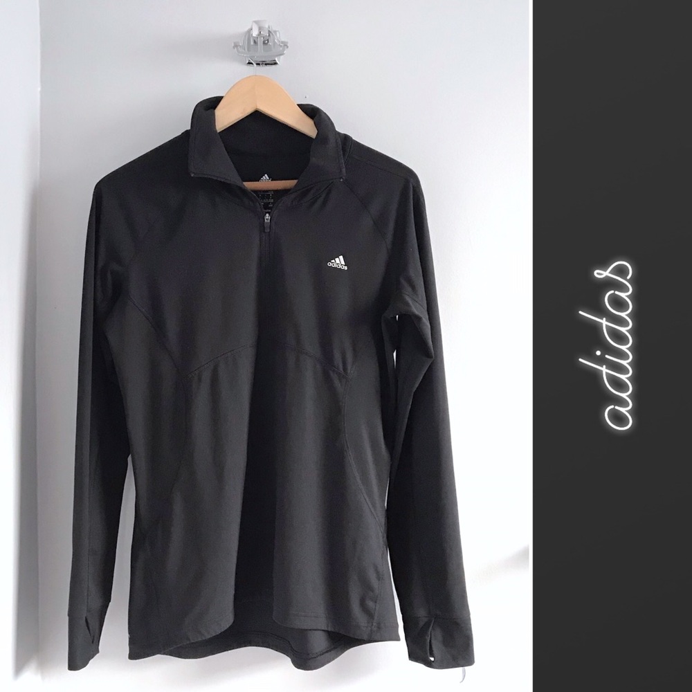 Adidas Half Zip Long Sleeve Top in Black• L